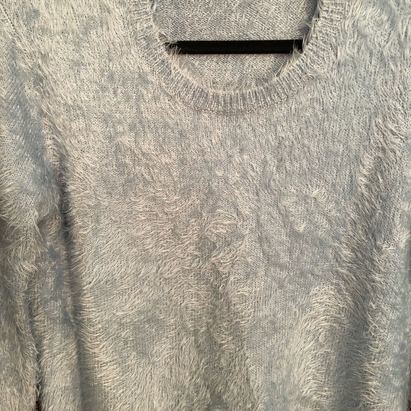 Vince Camuto Light Blue Fuzzy Crew Neck Sweater - Picture 5 of 8